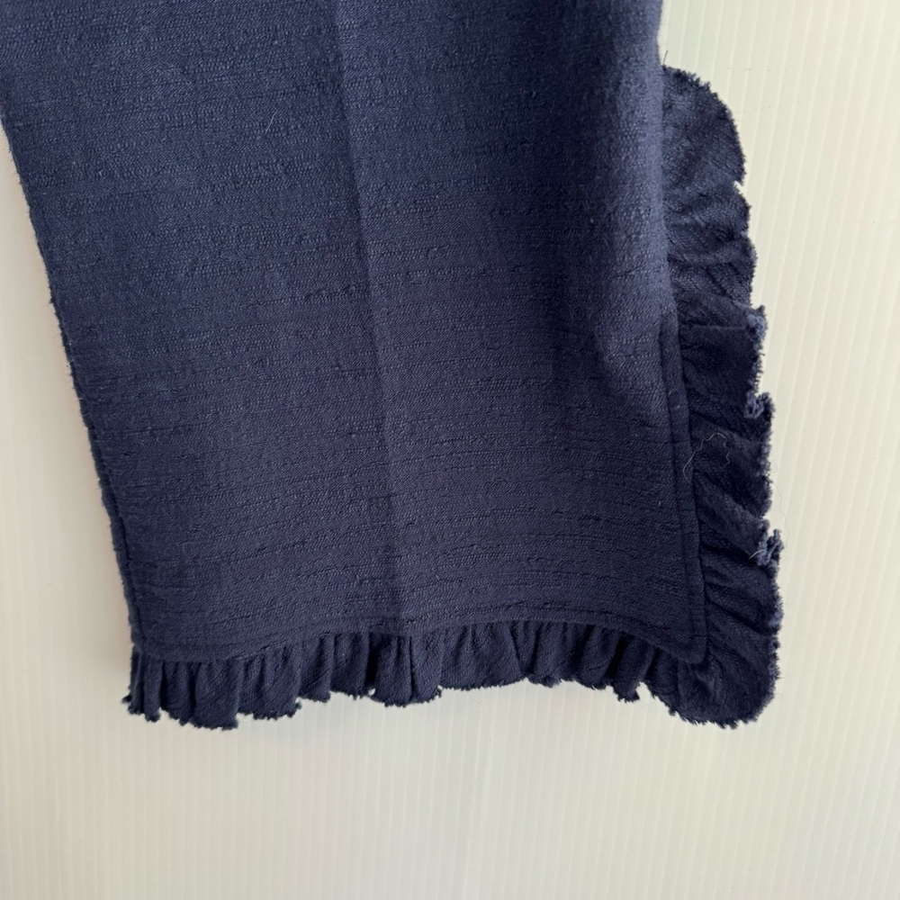 Trina Turk Navy Cropped Pants with Ruffle Hem - Picture 6 of 9